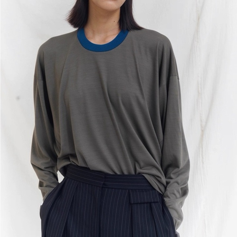 CHICJOC Women Oversized Merino Wool Sweater 100% Australian fine wool grey sz 36